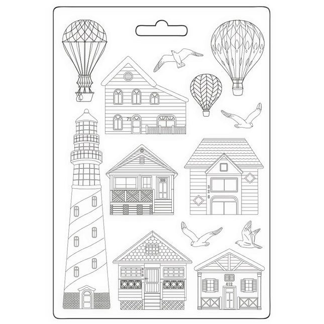 Soft mold A4 - Sea Land houses and lighthouse
