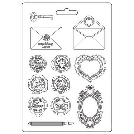 Soft Mould A5 - Shabby Rose letters and seals