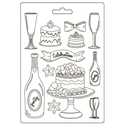 Soft Mould A5 - Masquerade flute and cakes
