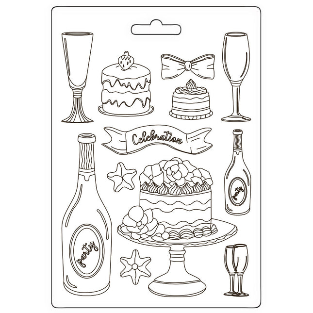 Soft Mould A5 - Masquerade flute and cakes