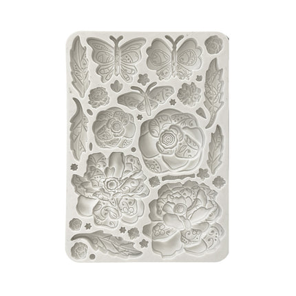 Silicone mold A5 - Old Lace butterfly and flowers