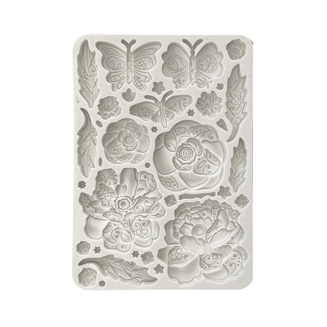 Silicone mold A5 - Old Lace butterfly and flowers
