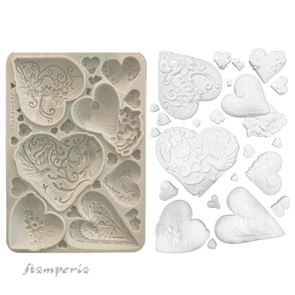 Silicone mould A5 - Alice in Christmas Simple Hearts