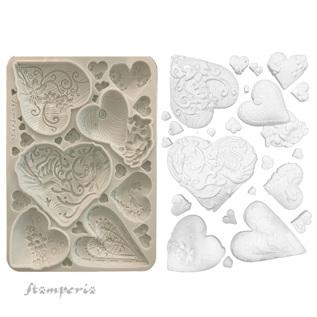 Silicone mould A5 - Alice in Christmas Simple Hearts