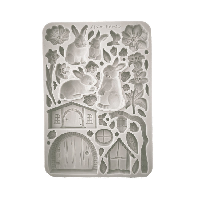 Silicon mould A5 - Rabbit and flowers