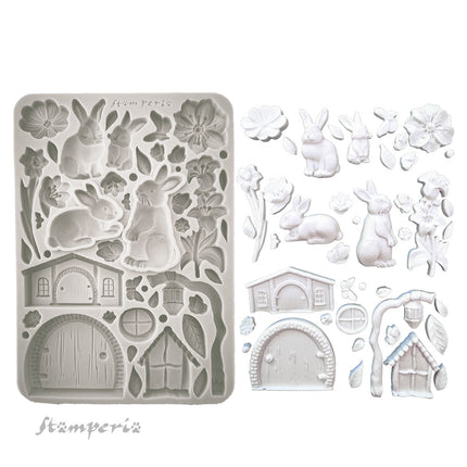 Silicon mould A5 - Rabbit and flowers