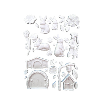Silicon mould A5 - Rabbit and flowers