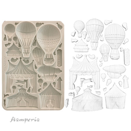 Silicone mould A5 - Alice in Christmas Circus and Air Balloons