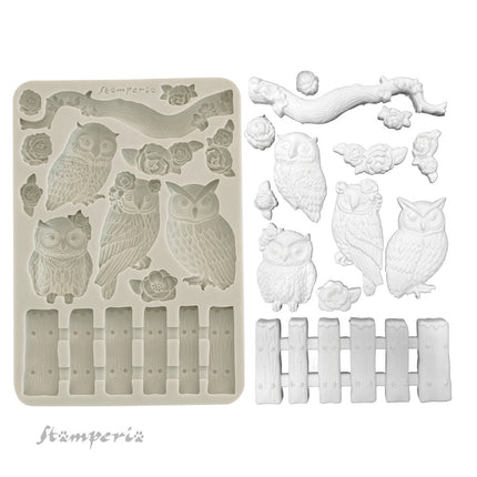 Silicone Mold A5 - The Owl's House Owls and Branch