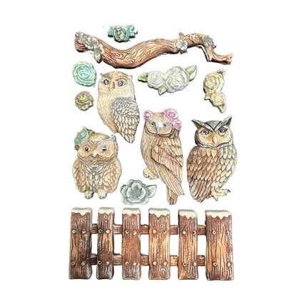 Silicone Mold A5 - The Owl's House Owls and Branch