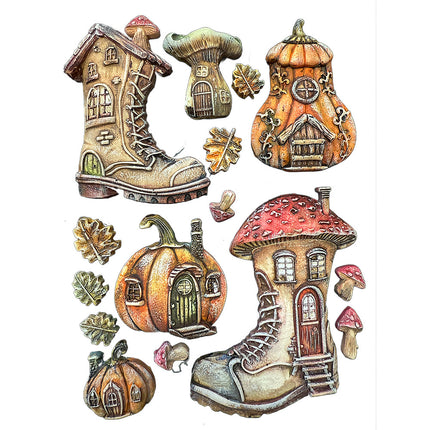 Silicone Mold A5 - Whispering Woods Boots and Pumpkin House  