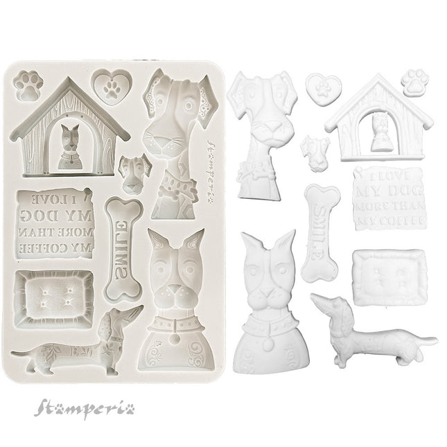 Silicone mould A5 - Furry Friends I love my dog