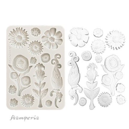 Silicone mould A5 - Furry Friends flowers