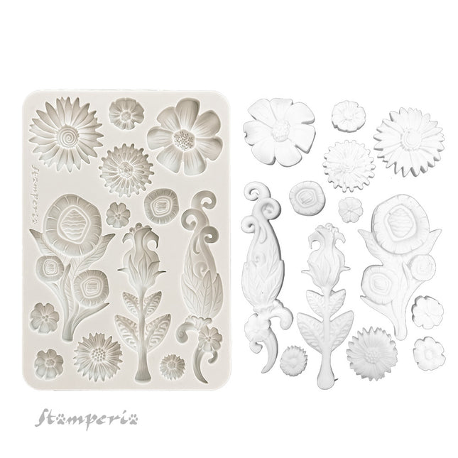 Silicone mould A5 - Furry Friends flowers