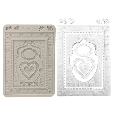 Silicone mould A5 - Baby frames and hearts