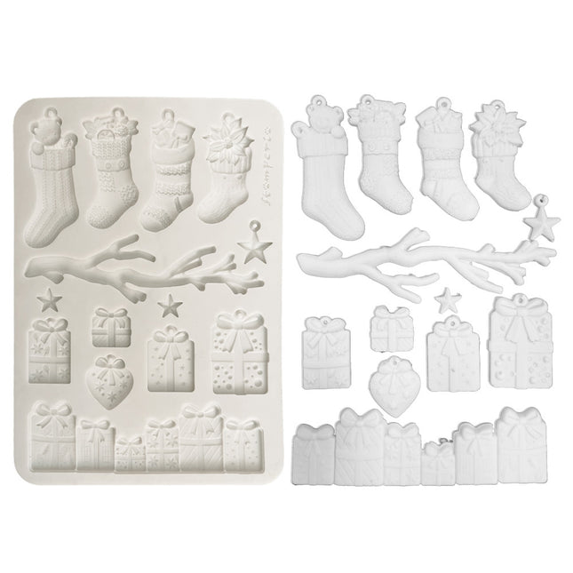 Silicon mould Designs A5 for Art and Craft - Christmas socks and presents 