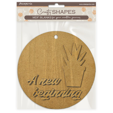 Crafty shapes: A new Beginning round tag with plant 