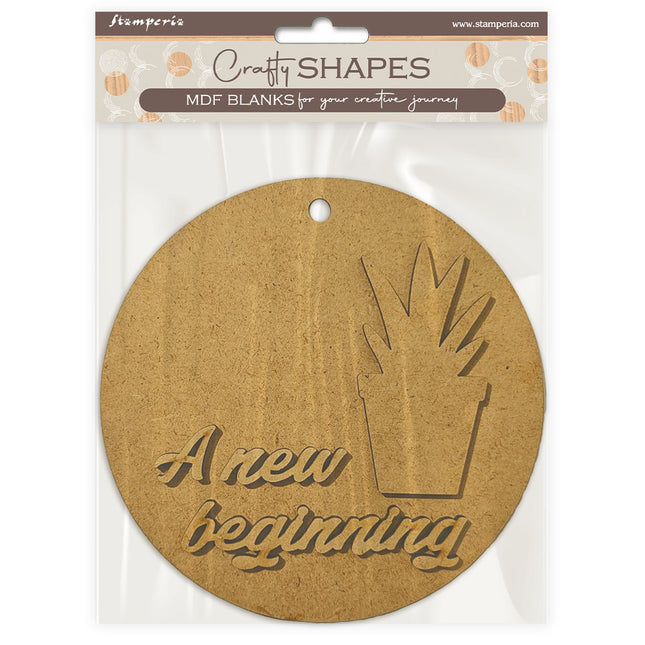 Crafty shapes: A new Beginning round tag with plant 