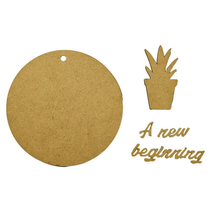 Crafty shapes: A new Beginning round tag with plant 