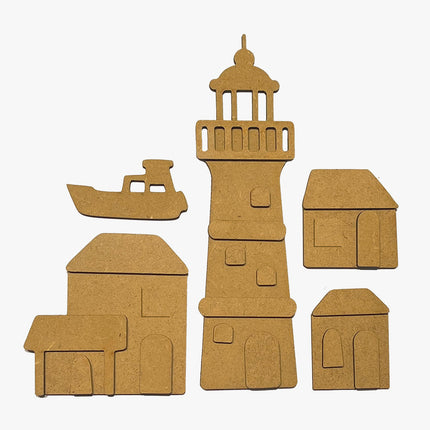 Assortment Village: 4 crafty shapes and 2 decorative chips