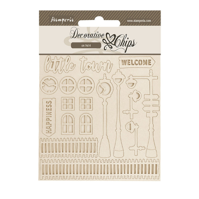 Assortment Village: 4 crafty shapes and 2 decorative chips