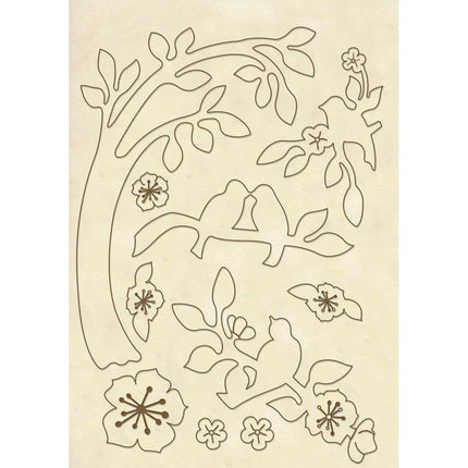 Wooden frame A5 - Branche with birds