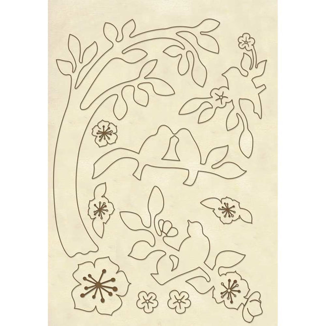 Wooden frame A5 - Branche with birds