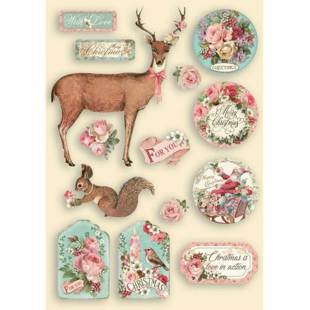 Colored Wooden shape A5 - Pink Christmas