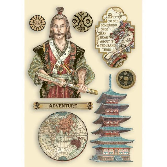 Colored Wooden shape A5 - Sir Vagabond in Japan samurai