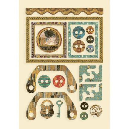 Colored Wooden shape A5 - Klimt frames and buttons