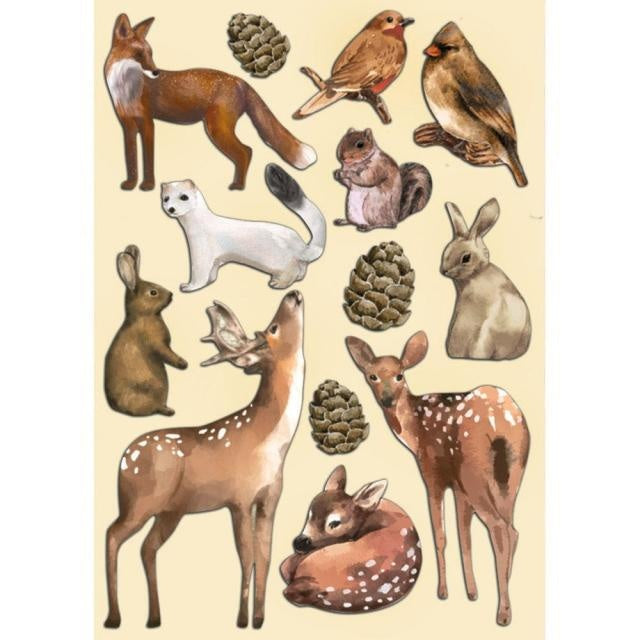 Colored Wooden shape A5 - Romantic Cozy winter animals