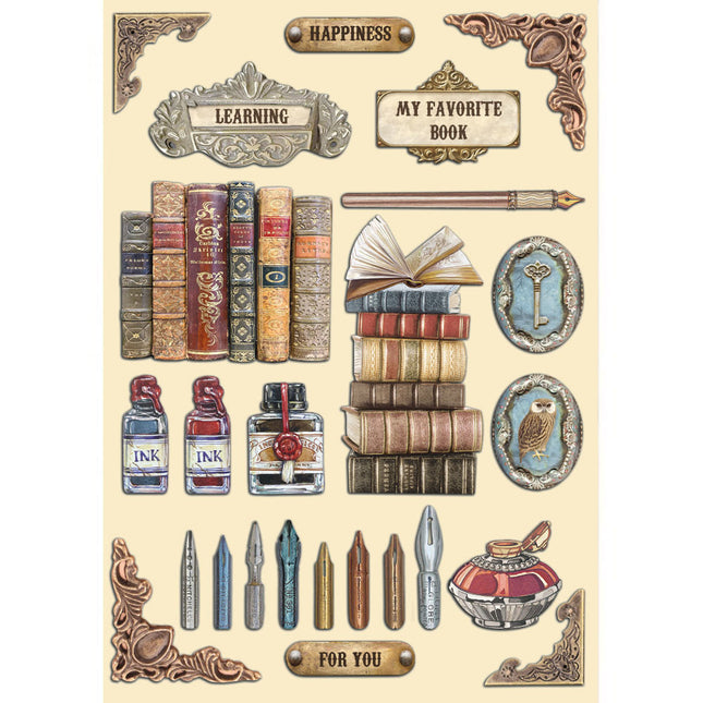 Colored Wooden shape A5 - Vintage Library