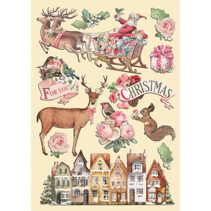 Colored Wooden shape A5 - Pink Christmas