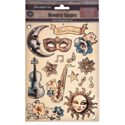 Colored Wooden shape A5 - Masquerade