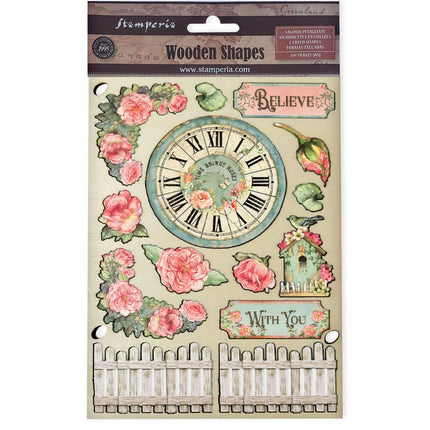 Colored Wooden shape A5 - House of Roses