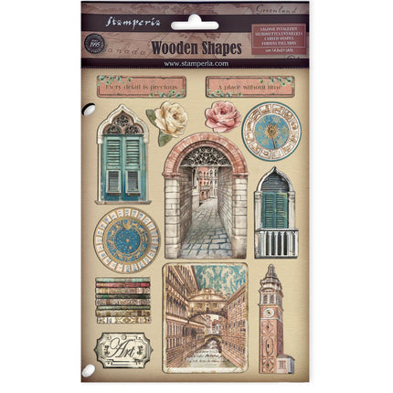 Colored Wooden shape A5 - Venice City of Art