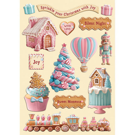 Colored Wooden Shape A5 - Candy Christmas