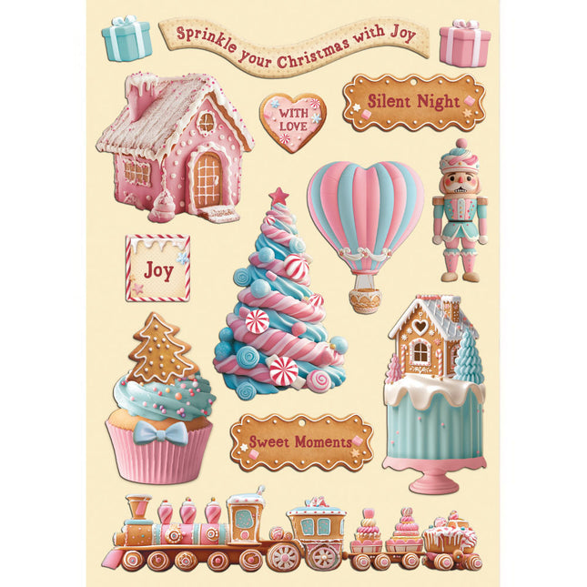 Colored Wooden Shape A5 - Candy Christmas