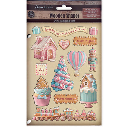 Colored Wooden Shape A5 - Candy Christmas