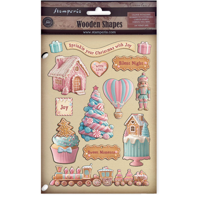 Colored Wooden Shape A5 - Candy Christmas