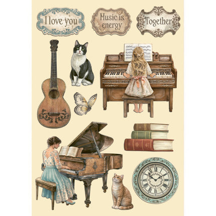 Printed decorative Wooden shape for Art and Craft A5 - Symphony