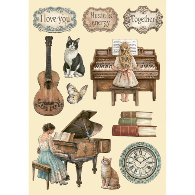 Printed decorative Wooden shape for Art and Craft A5 - Symphony