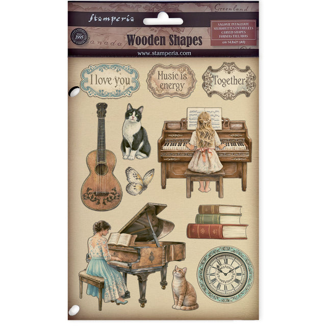 Printed decorative Wooden shape for Art and Craft A5 - Symphony