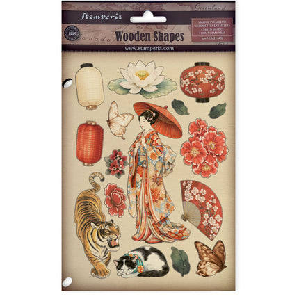 Printed decorative Wooden shape for Art and Craft A5 - Oriental Garden 
