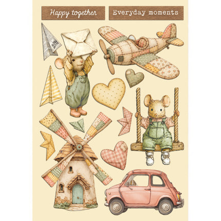 Printed decorative Wooden shape for Art and Craft A5 - Family