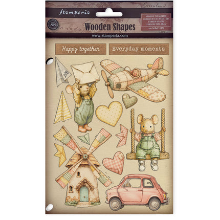 Printed decorative Wooden shape for Art and Craft A5 - Family