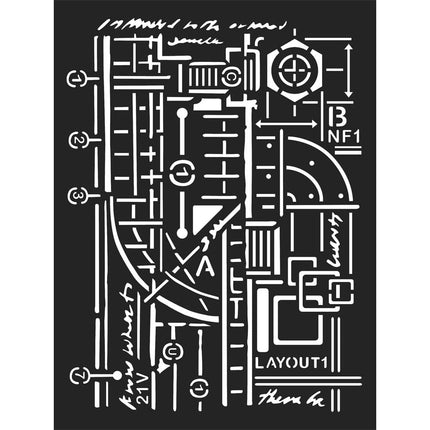 Thick stencil cm. 15x20 - Mixed Media Layout