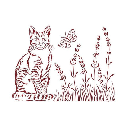 Stencil D cm 20x15 - Provence cat