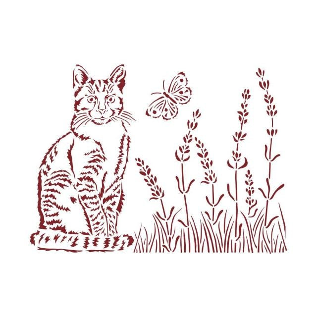 Stencil D cm 20x15 - Provence cat