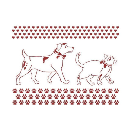Stencil D cm 20x15 - DayDream dog and cat